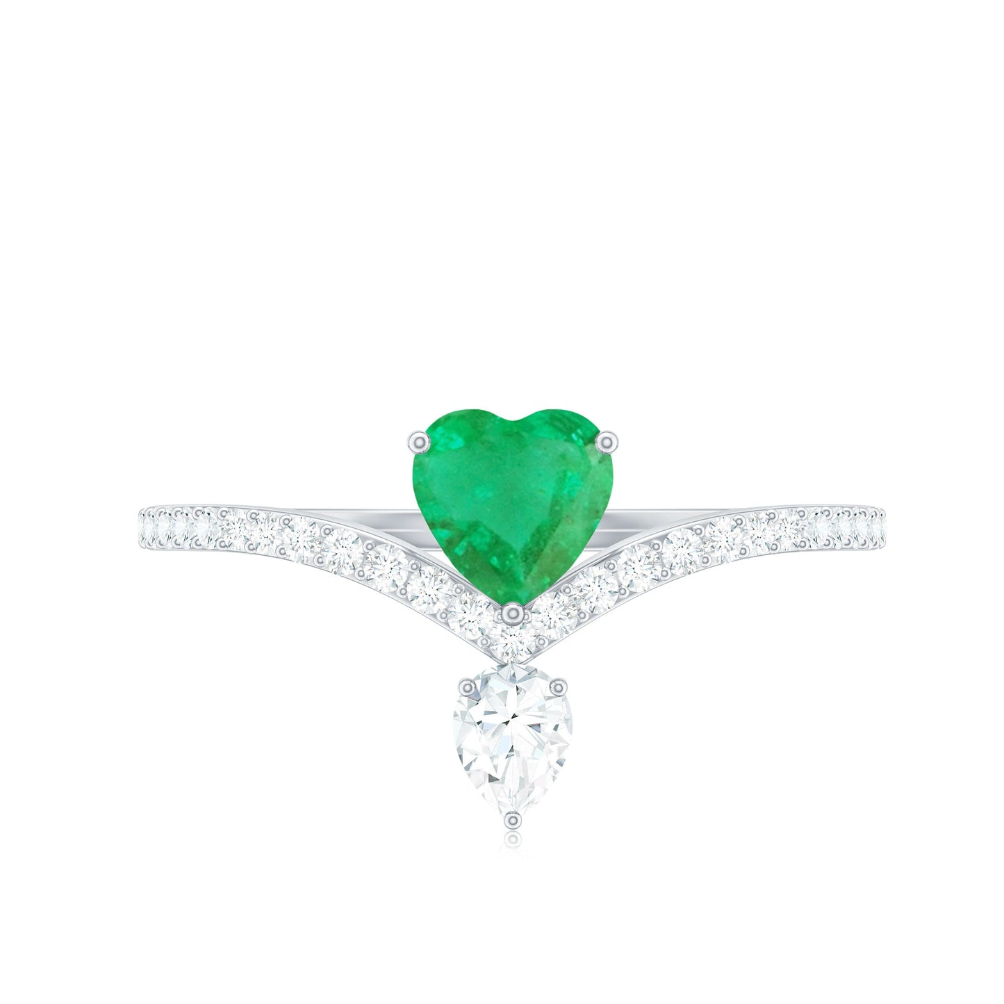 Designer Emerald Heart Engagement Ring with Diamond