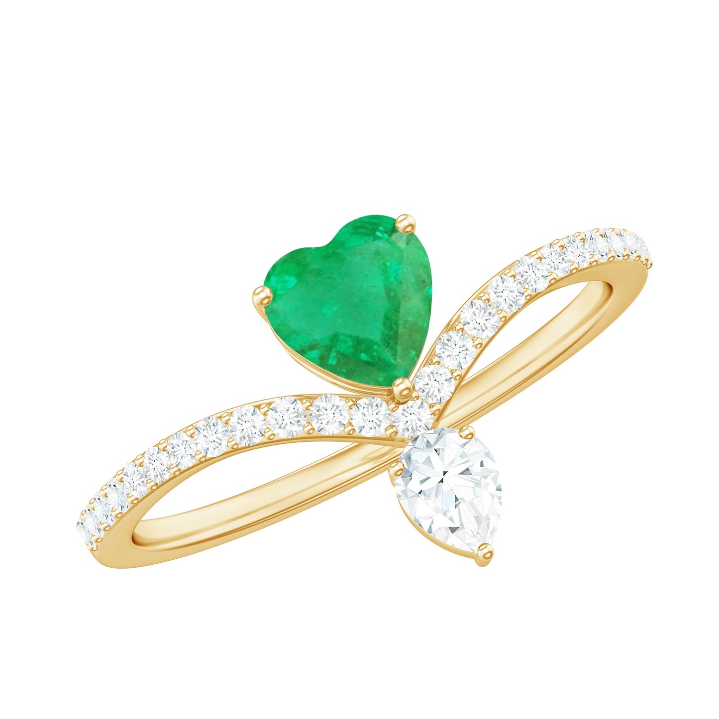 Designer Emerald Heart Engagement Ring with Diamond