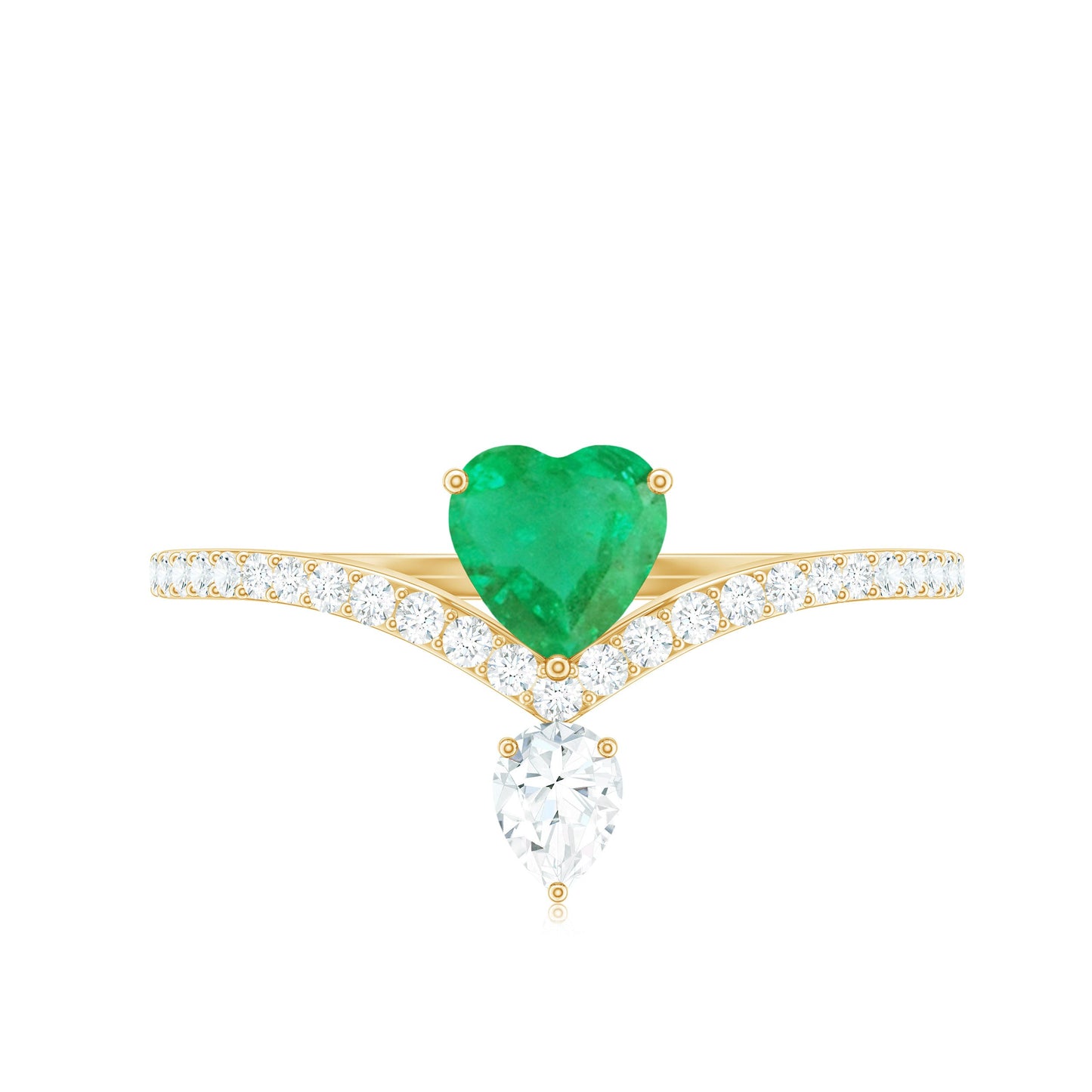 Designer Emerald Heart Engagement Ring with Diamond