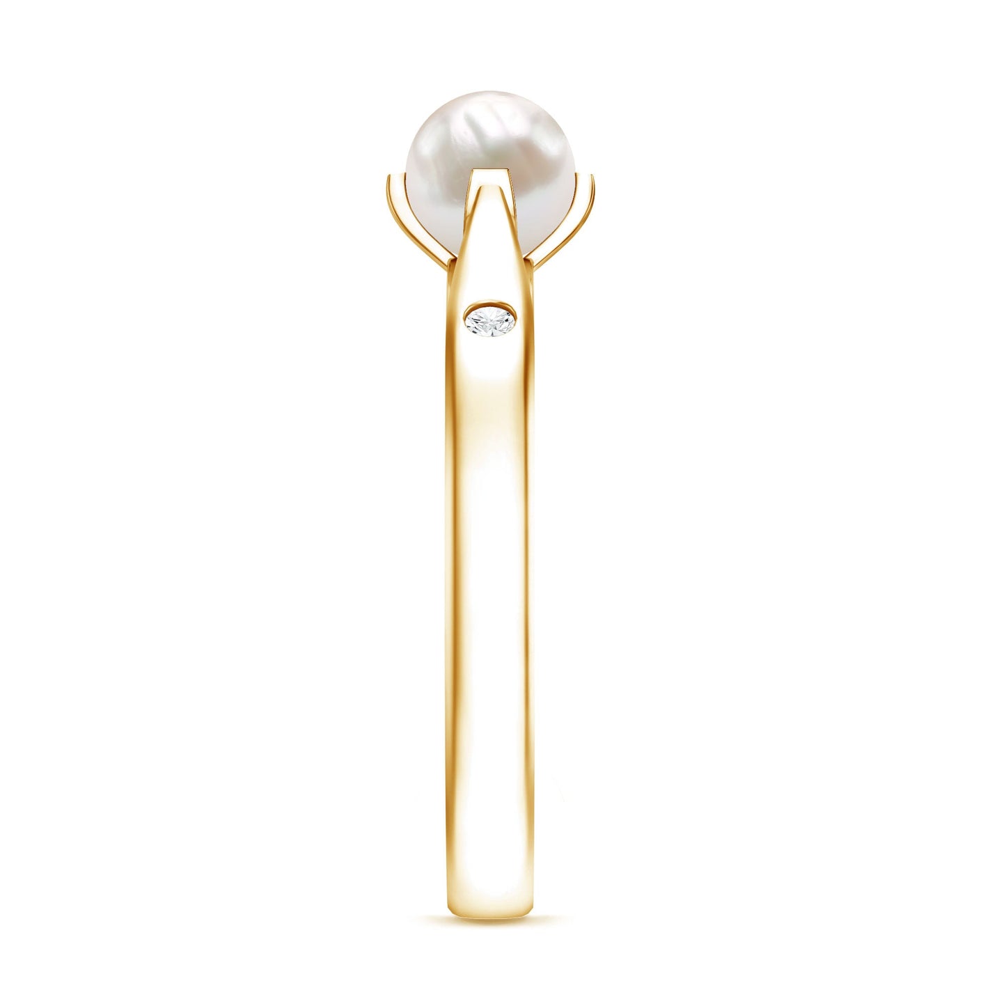 Cultured 2 Carat Freshwater Pearl Solitaire Promise Ring with Diamond