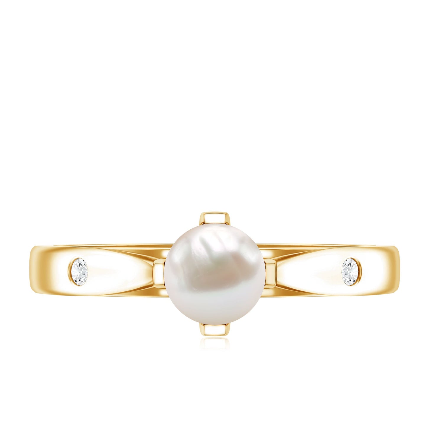 Cultured 2 Carat Freshwater Pearl Solitaire Promise Ring with Diamond