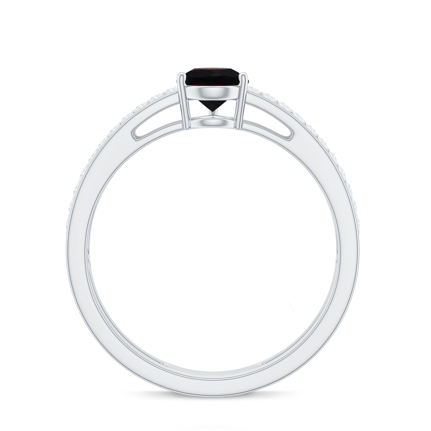 Pear Cut Black Opal and Diamond Double Band Engagement Ring