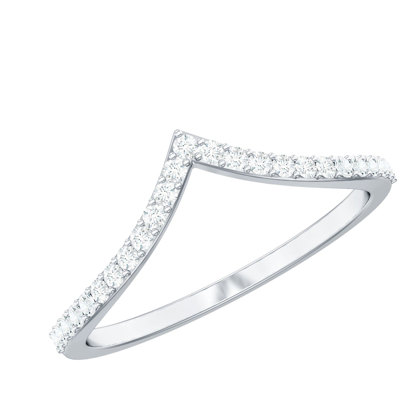 Moissanite Chevron Wedding Ring with Certificate