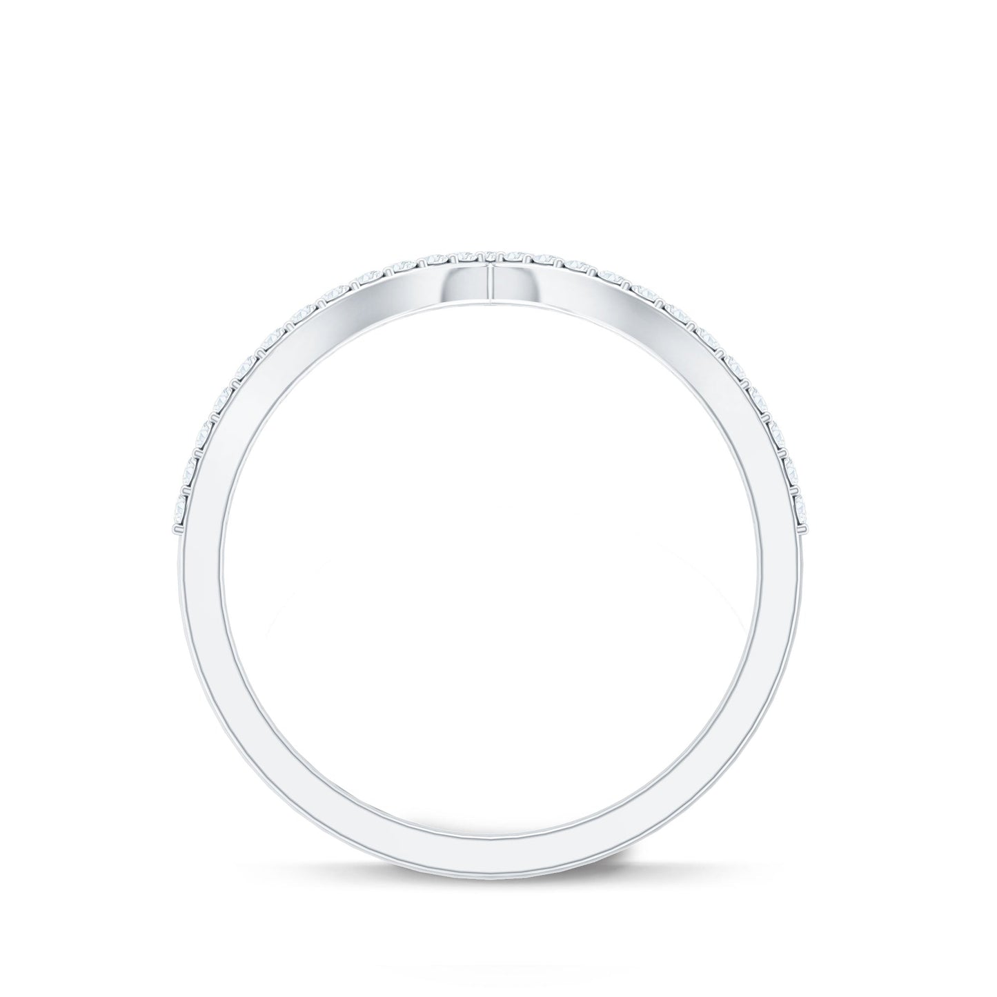 Moissanite Chevron Wedding Ring with Certificate