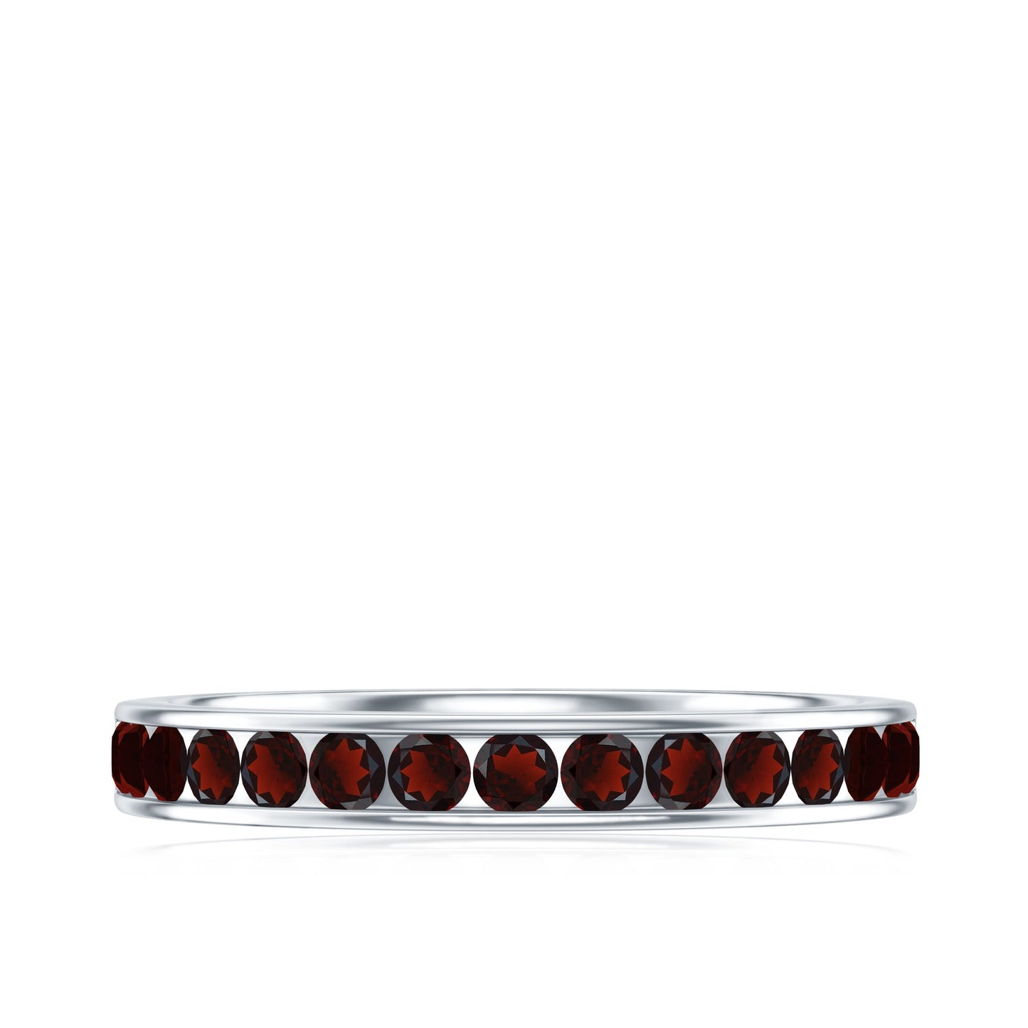 Certified Real Garnet Half Eternity Ring in Channel Setting