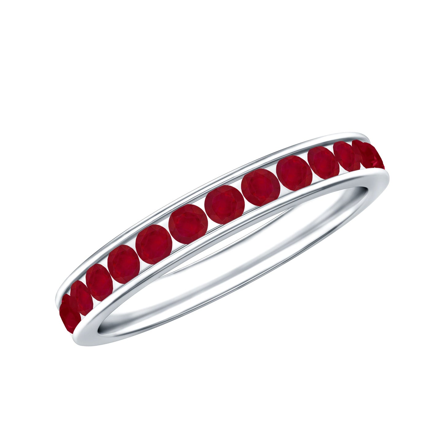 Natural Ruby Half Eternity Anniversary Ring in Channel Set