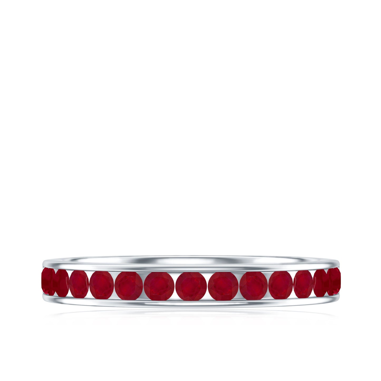 Natural Ruby Half Eternity Anniversary Ring in Channel Set