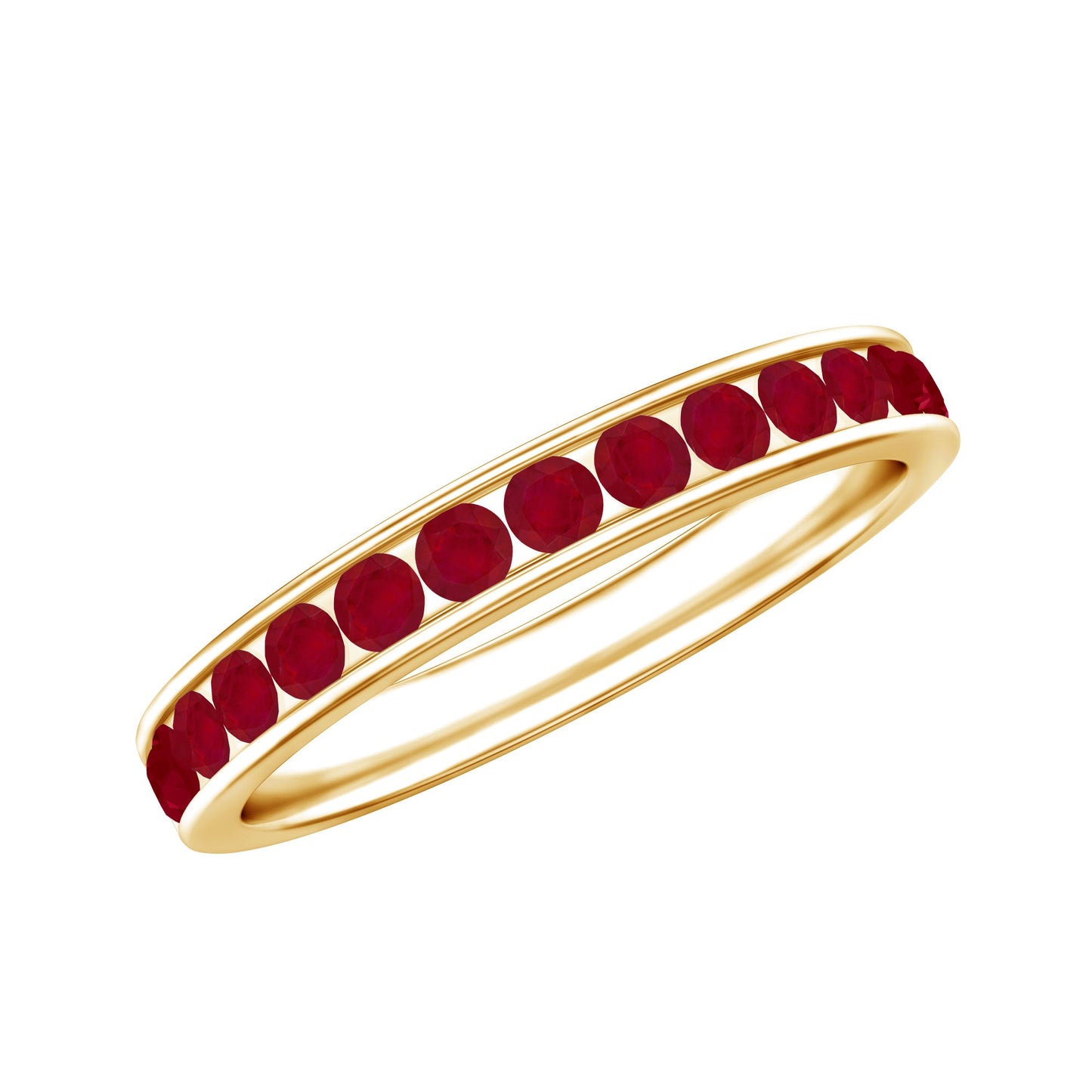 Natural Ruby Half Eternity Anniversary Ring in Channel Set