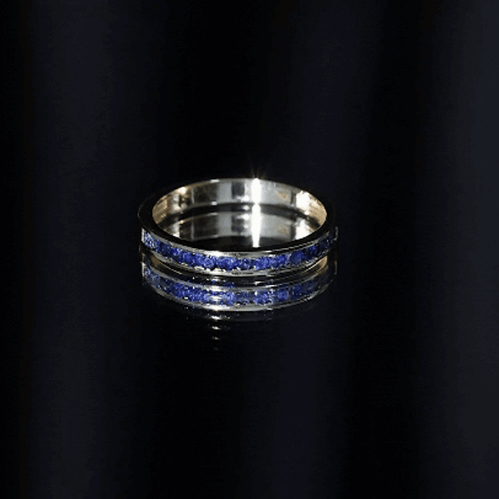 Natural Blue Sapphire Half Eternity Stackable Ring for Women