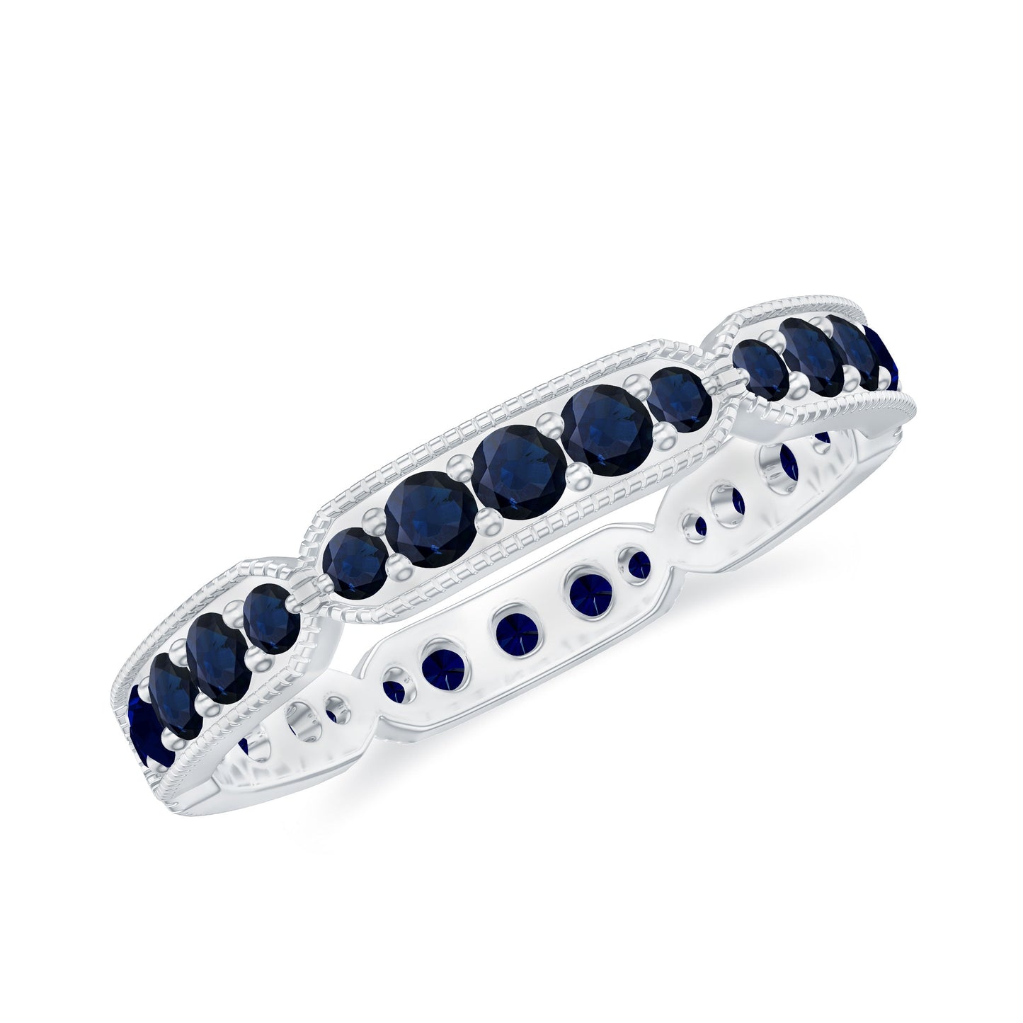 Real Blue Sapphire Eternity Ring for Women