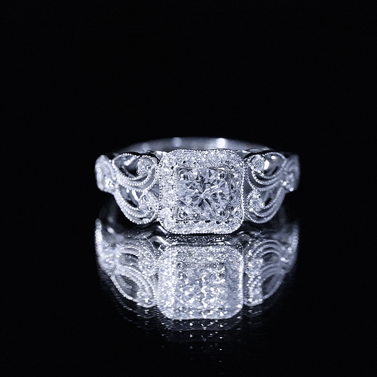 Certified Moissanite Art Deco Engagement Ring for Women
