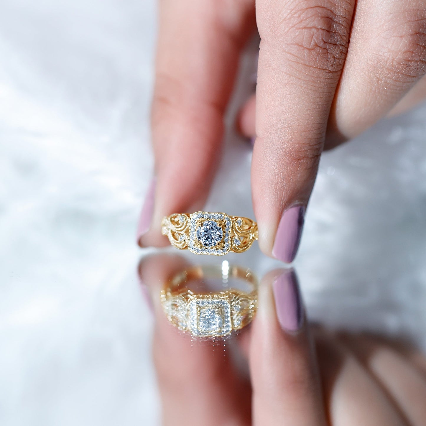 Certified Moissanite Art Deco Engagement Ring for Women