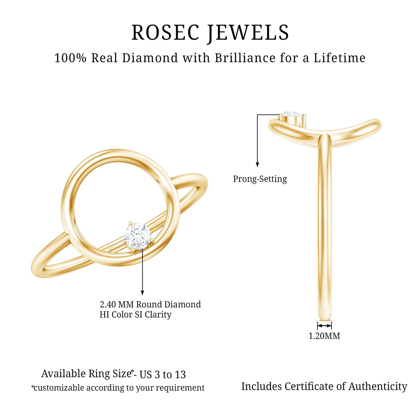 Certified Diamond Open Circle Ring for Women