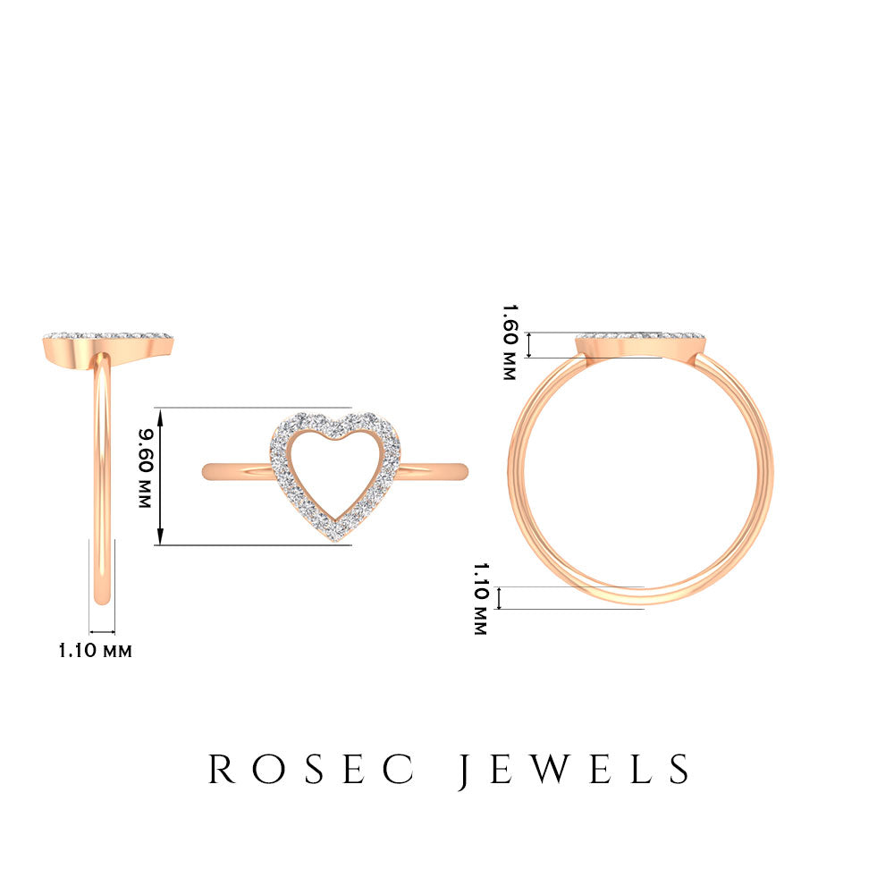Certified Real Diamond Heart Promise Ring for Engagement