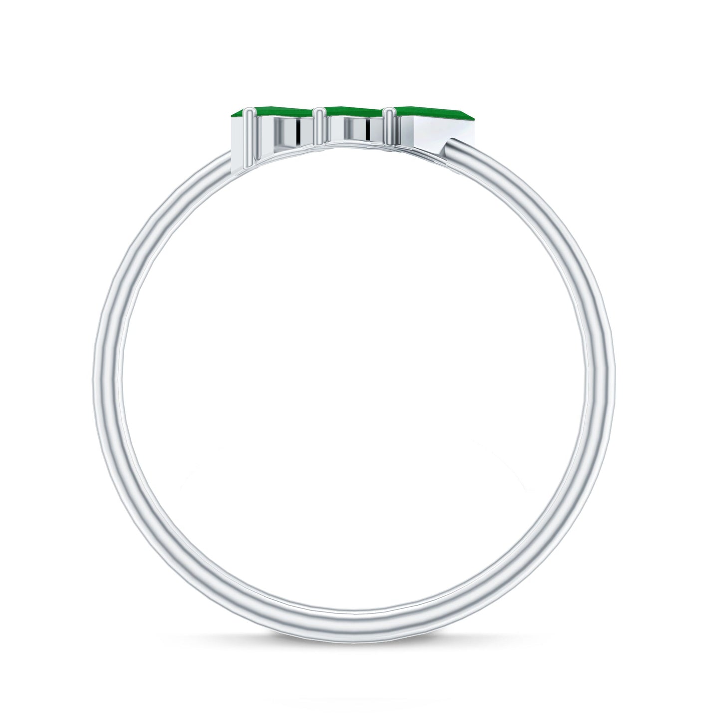 Baguette Cut Real Emerald Three Stone Promise Ring