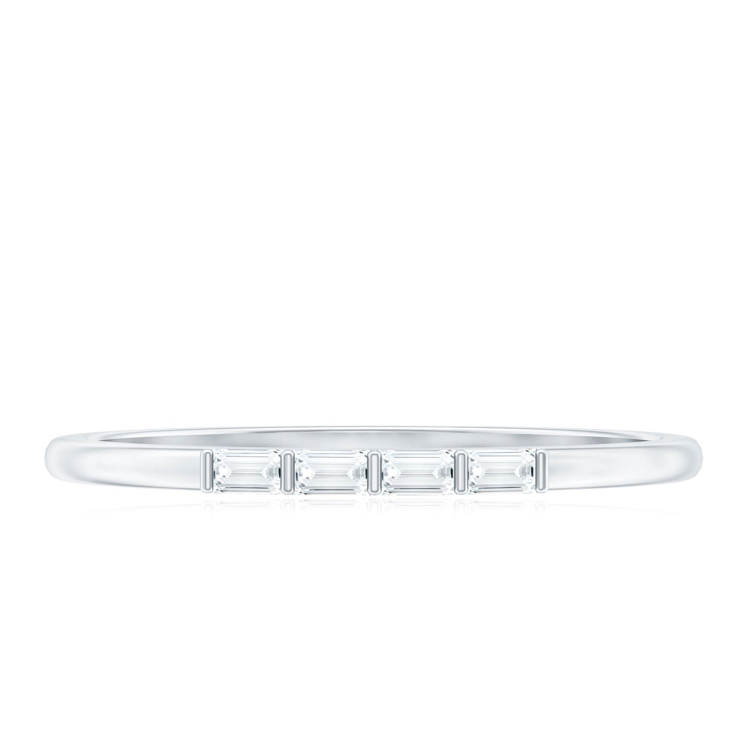 Baguette Cut Diamond Stackable Ring in Bar Setting