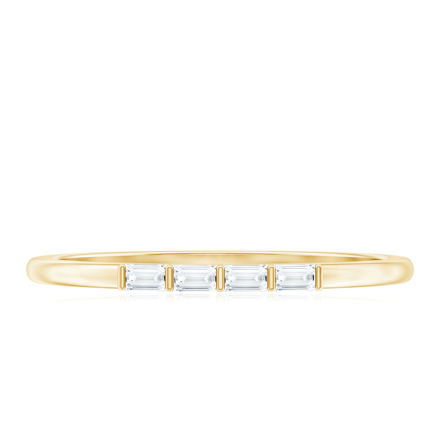 Baguette Cut Diamond Stackable Ring in Bar Setting