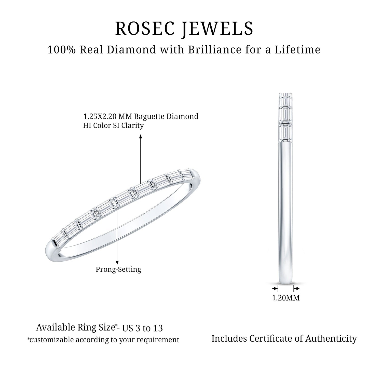 Baguette Diamond East West Stackable Ring