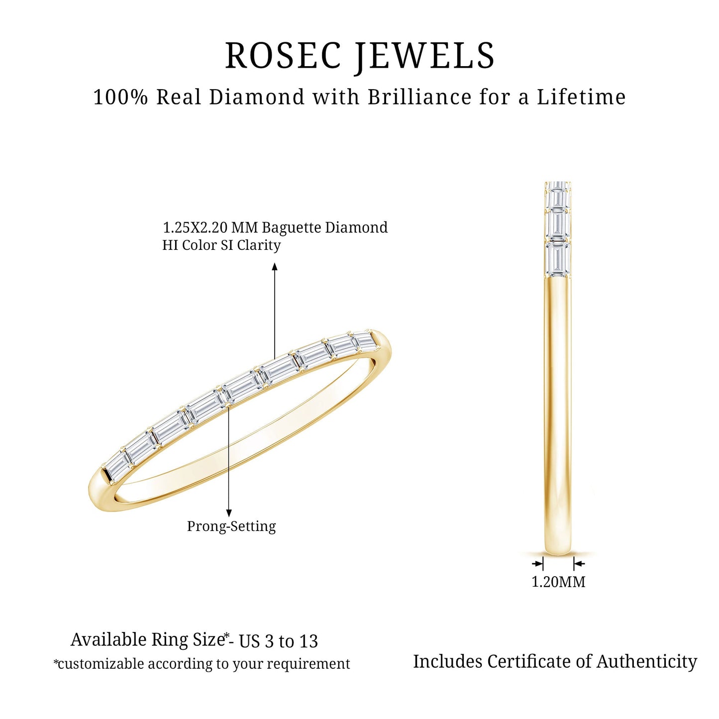 Baguette Diamond East West Stackable Ring