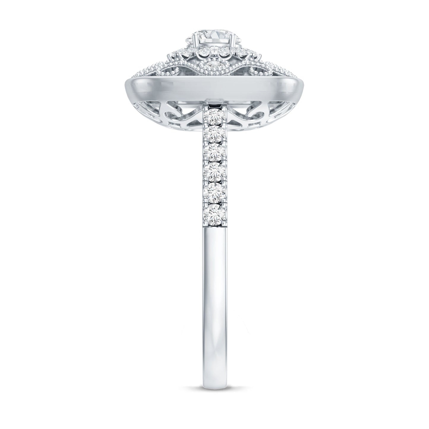 Moissanite Statement Engagement Ring with Milgrain Detailing