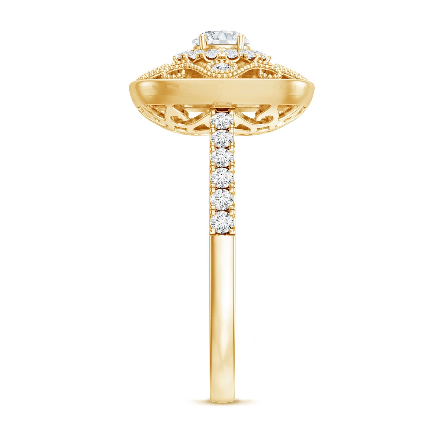 Moissanite Statement Engagement Ring with Milgrain Detailing