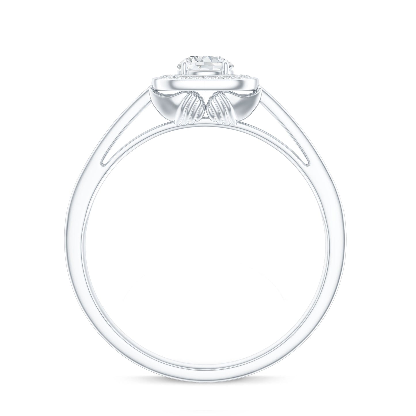 Moissanite Round Halo Engagement Ring with Certificate