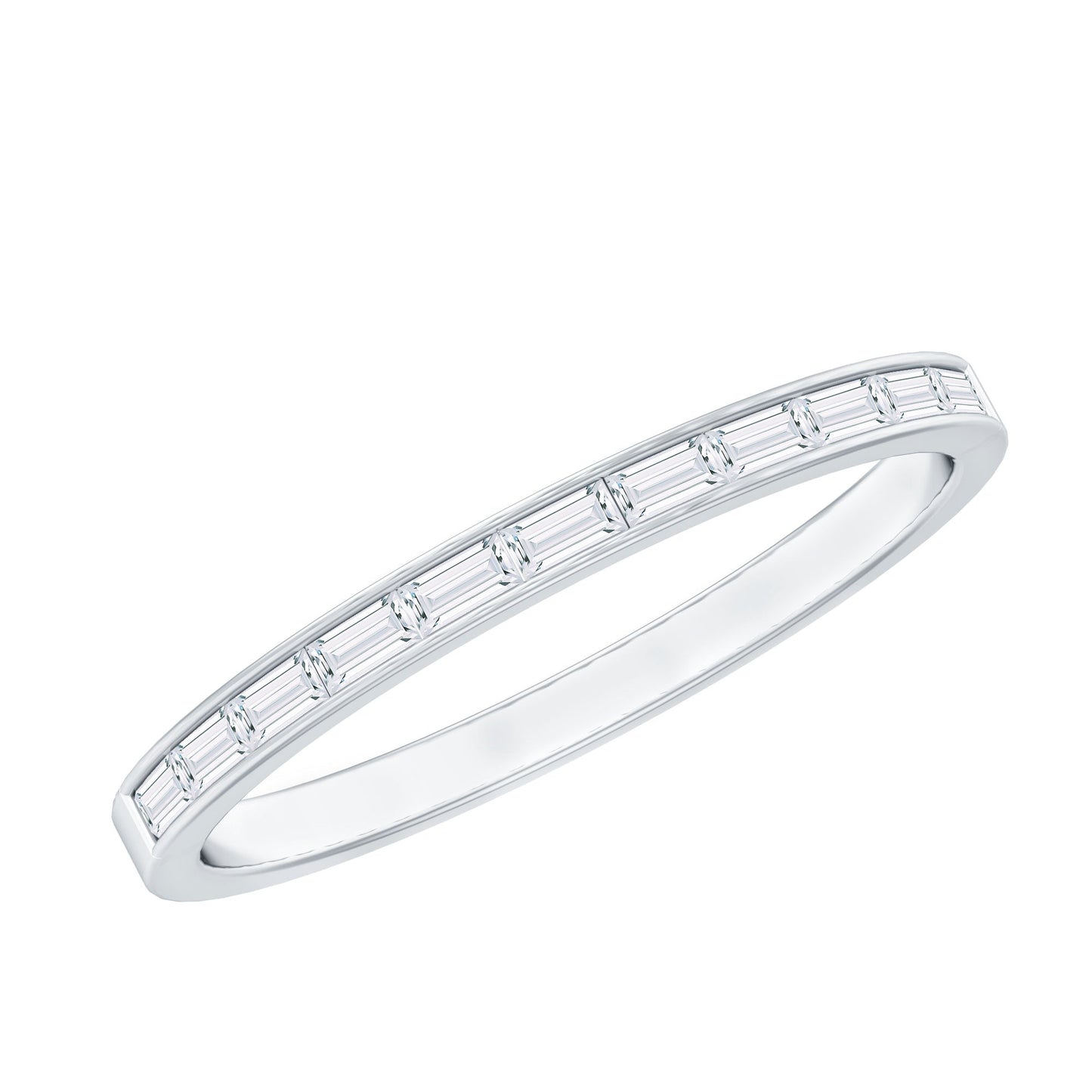 Baguette Diamond Half Eternity Stackable Ring in Channel Setting