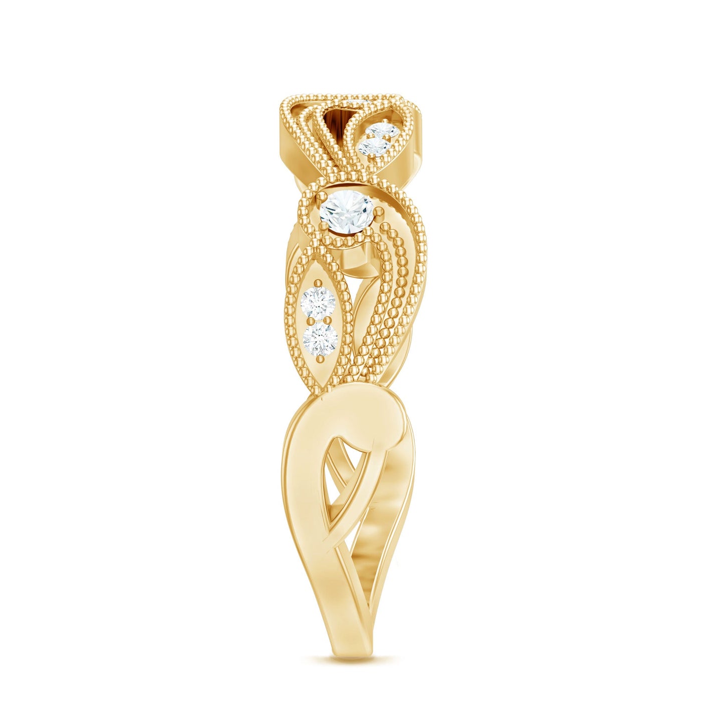 Diamond Band Ring with Milgrain Details