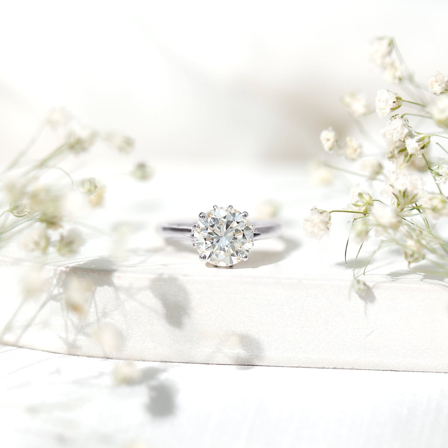 2 Carat Round Cut Moissanite Engagement Ring with Milgrain Detailing