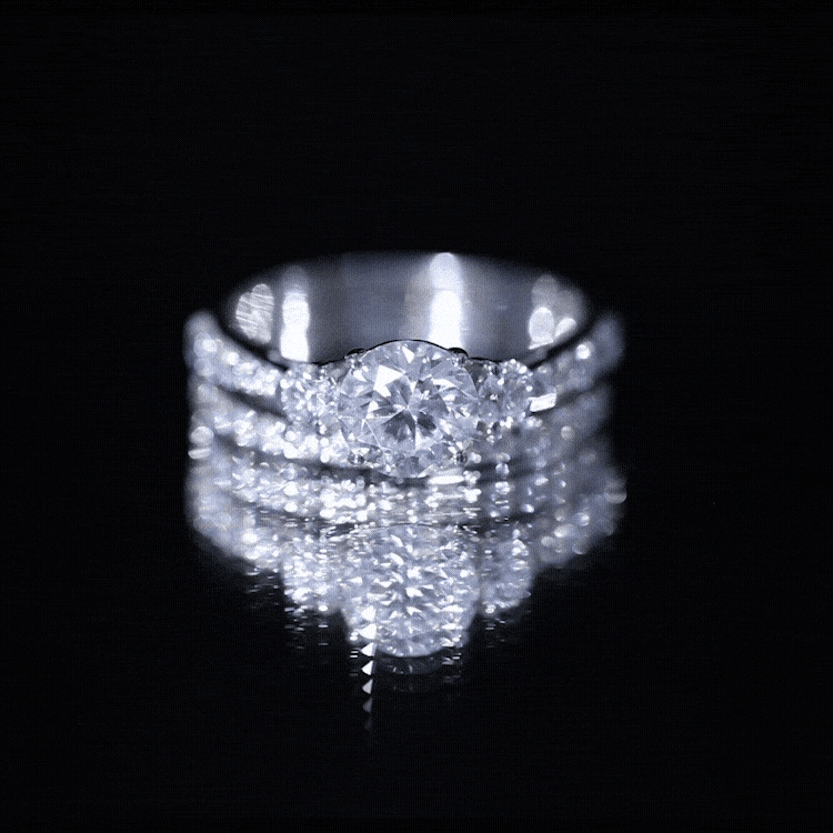 Certified 2 Carat Round Moissanite Bridal Ring Set For Wedding