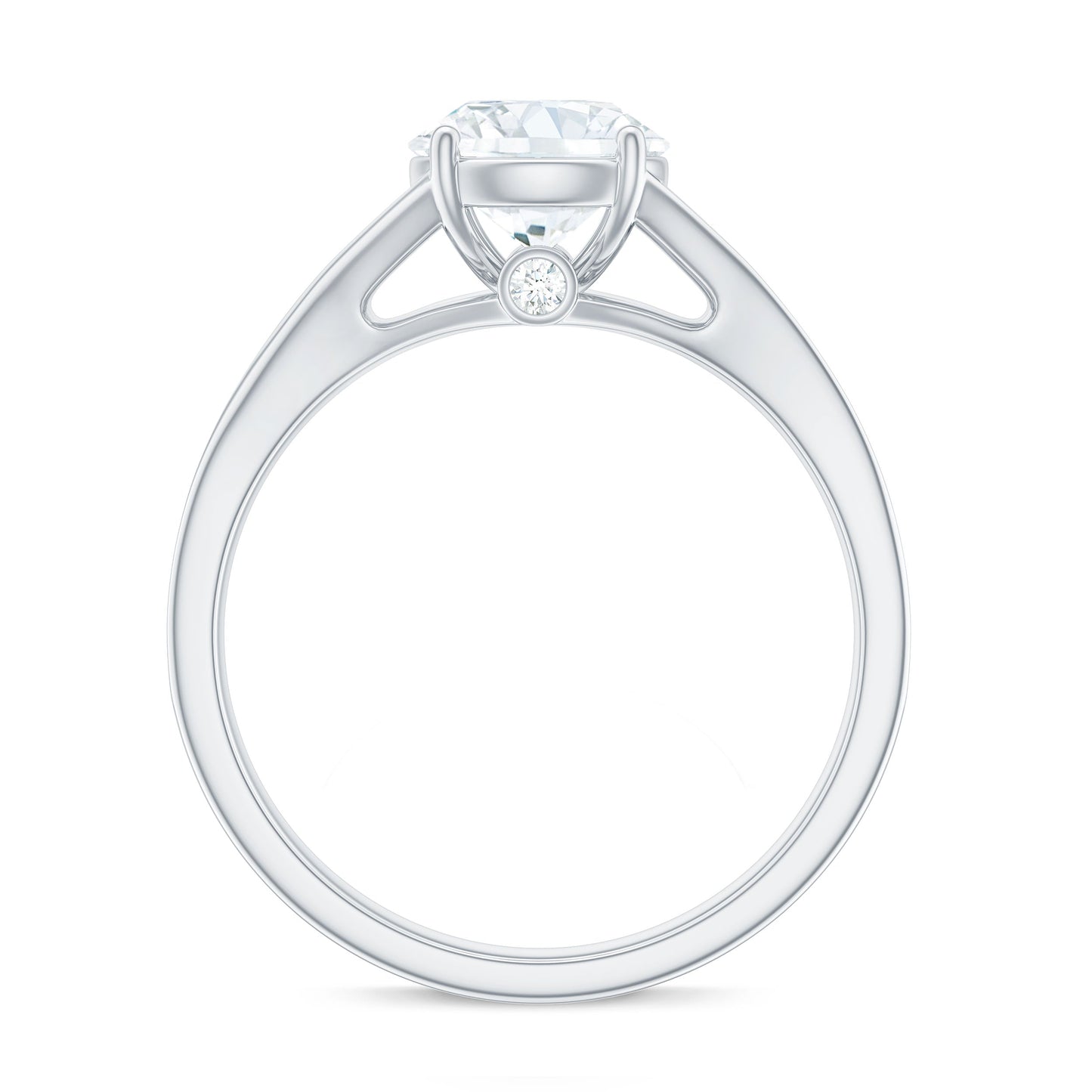 Round Moissanite Solitaire Engagement Ring with Split Shank