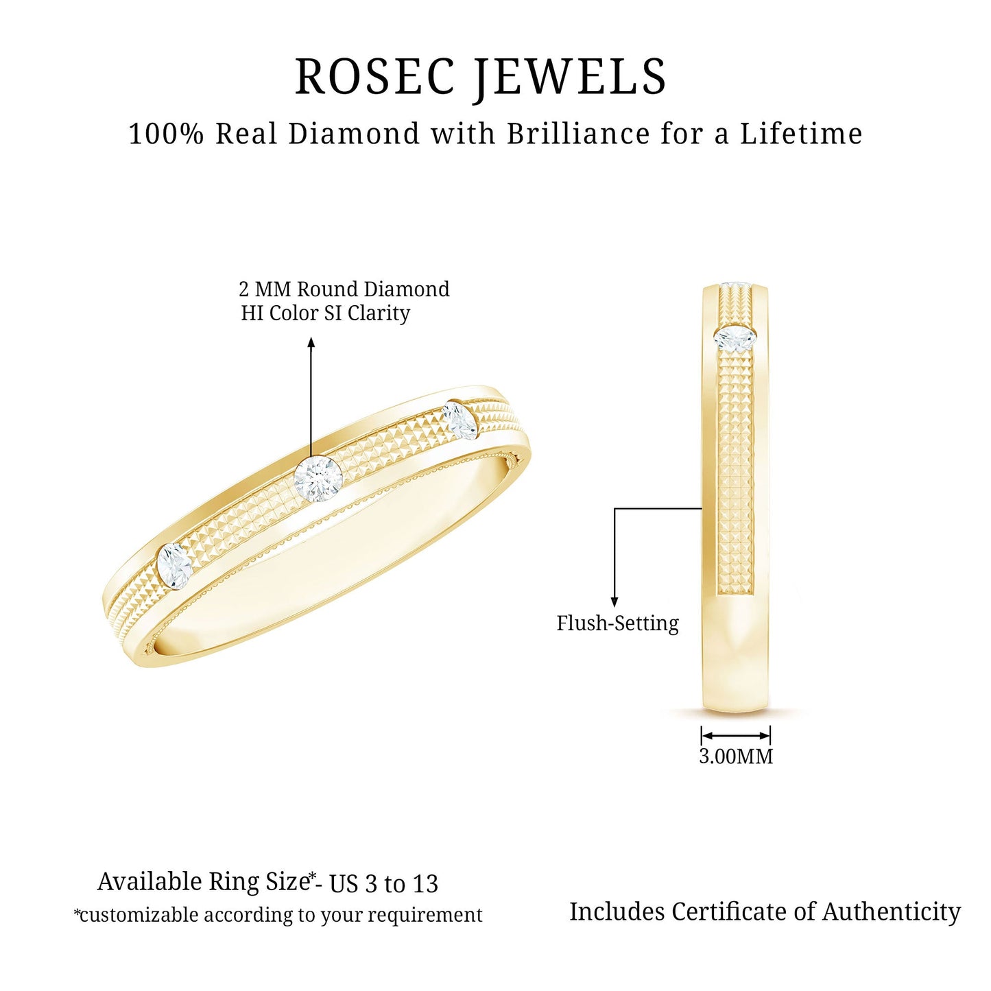 Certified Diamond Band Ring in Flush Setting
