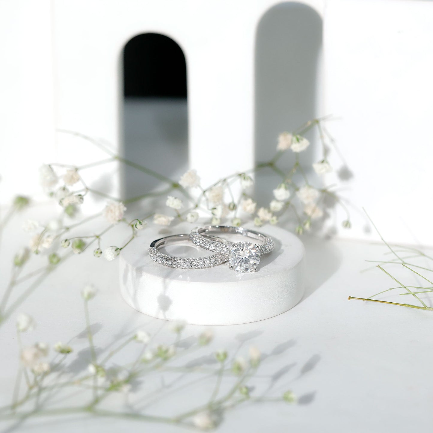 2 Carat Moissanite Engagement Ring with Wedding Band