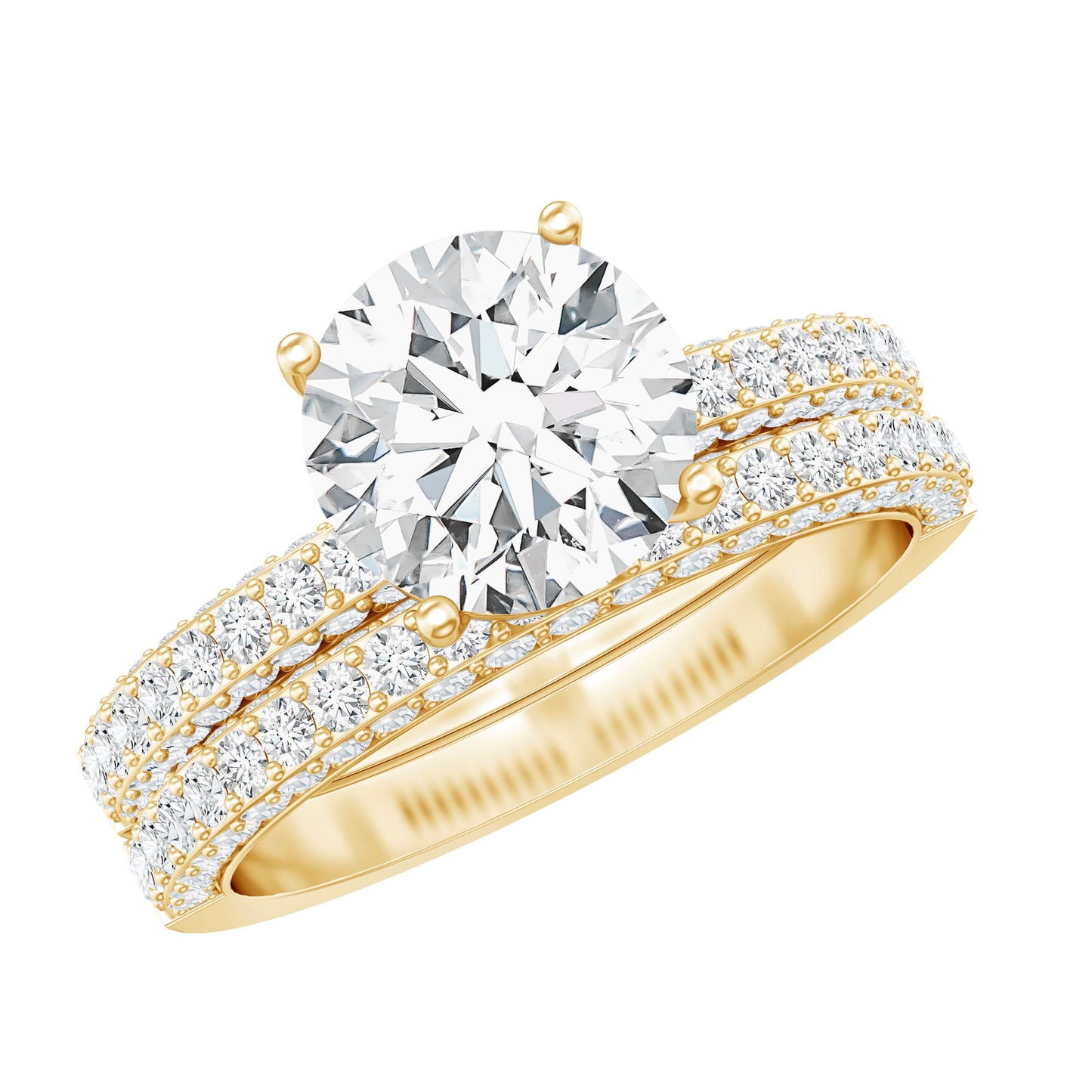 2 Carat Moissanite Engagement Ring with Wedding Band