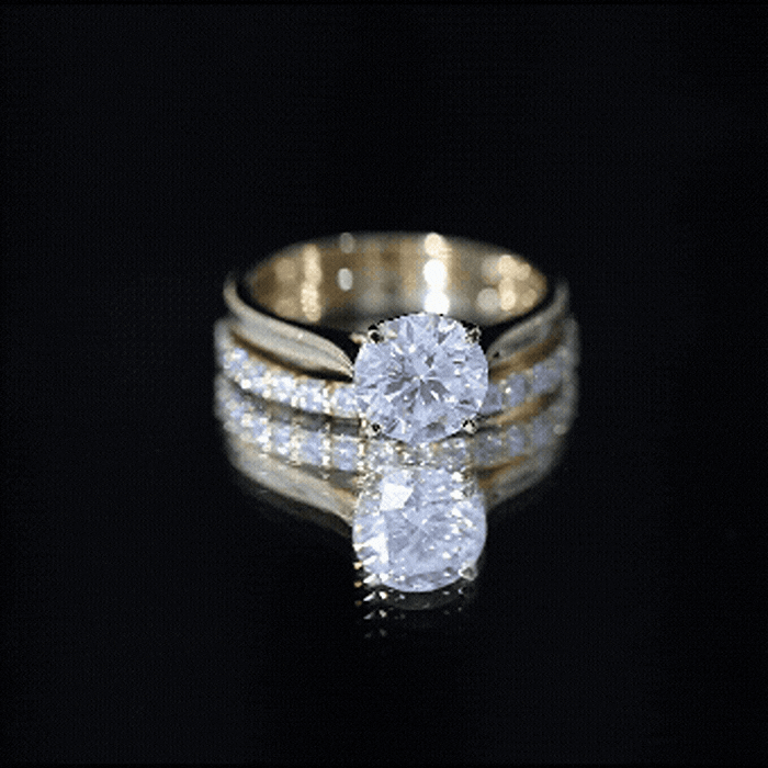Brilliant Cut Moissanite Engagement Ring and Wedding Band