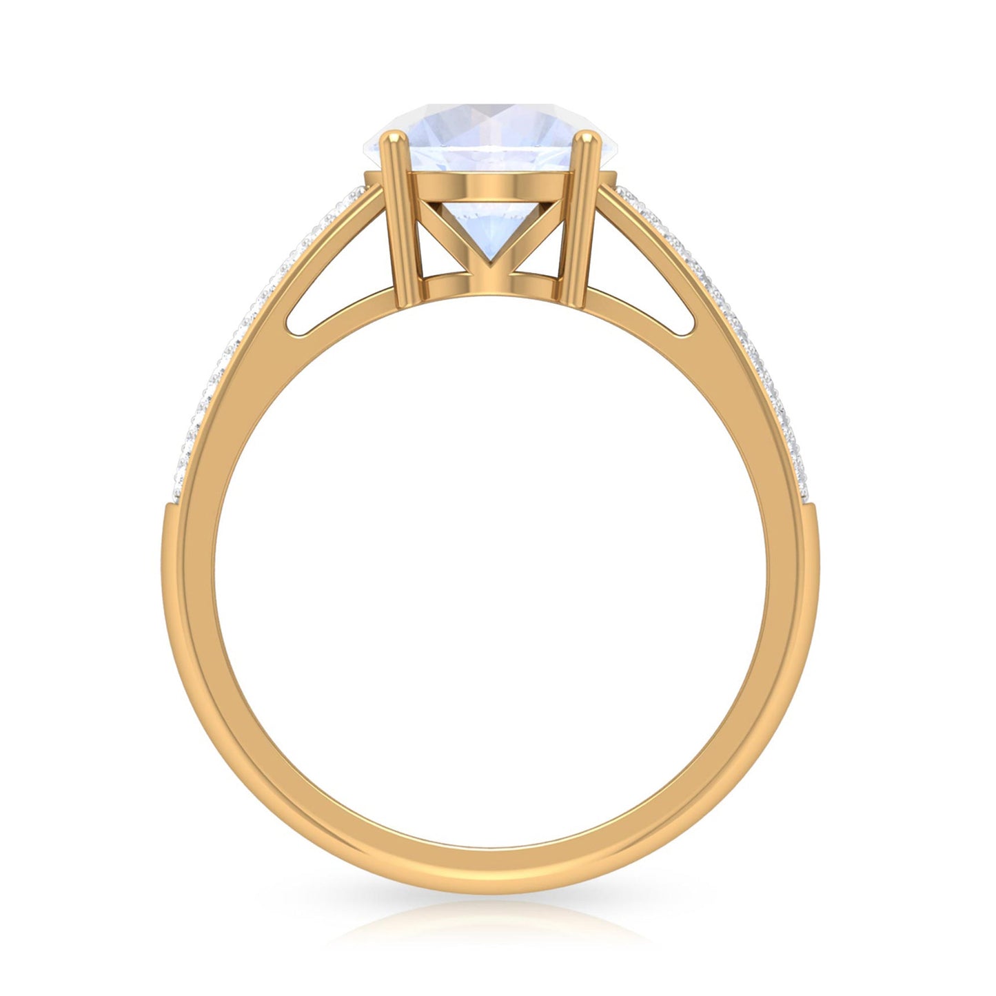 0.8 Carat Moonstone Solitaire and Diamond Side Stone Engagement Ring