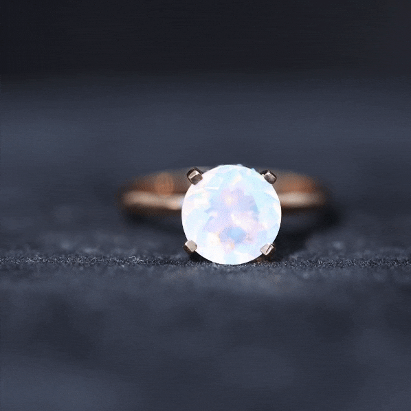 2 Carat Genuine Opalescent Hidden Halo Engagement Ring with Diamond