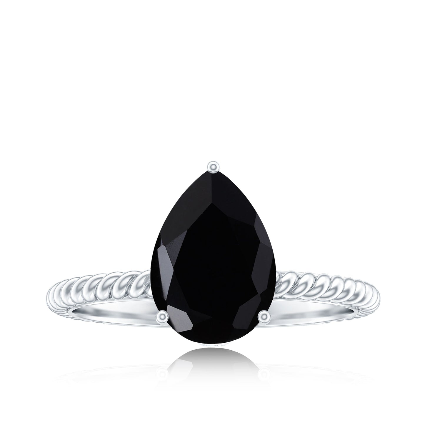 4.8 Carat Lab Grown Black Diamond Pear Shaped Engagement Ring With Surprise White Diamond