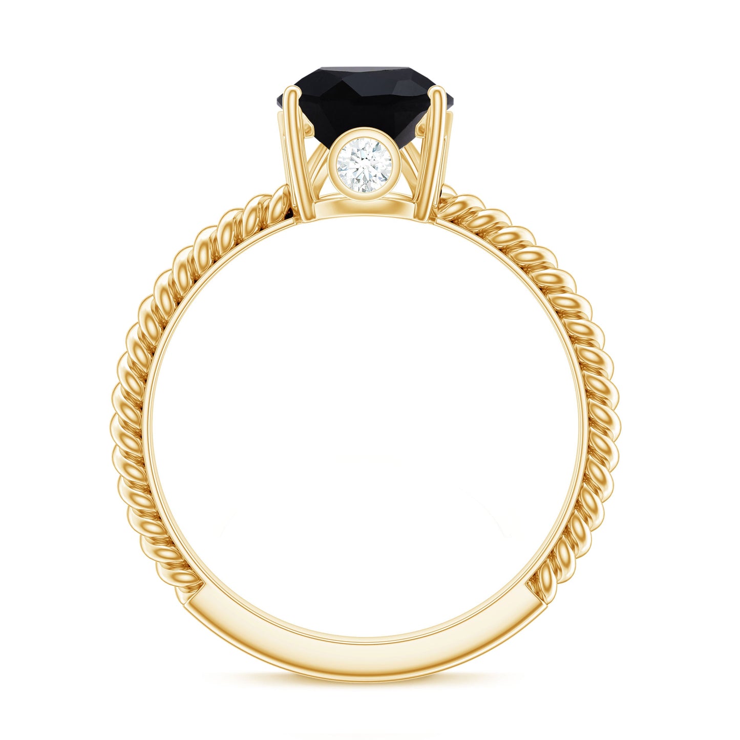 4.8 Carat Lab Grown Black Diamond Pear Shaped Engagement Ring With Surprise White Diamond
