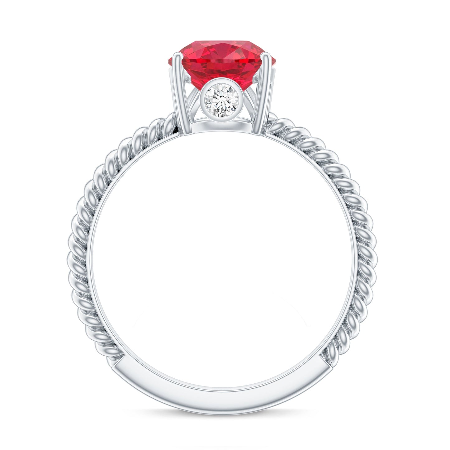 2.9 Carat Lab Created Ruby Teardrop Engagement Ring With Surprise Diamonds