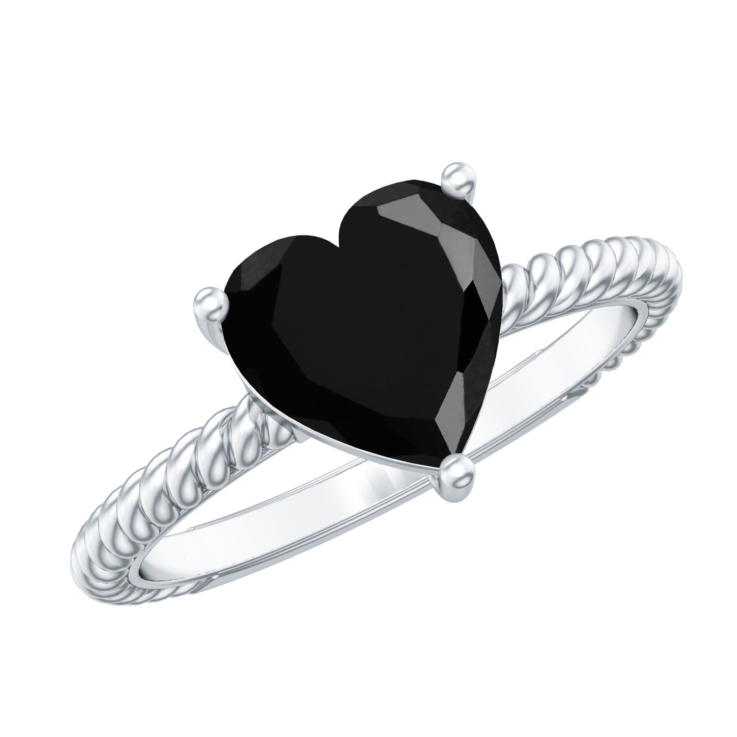 2.4 Carat Lab Grown Black Diamond Heart Engagement Ring for Women