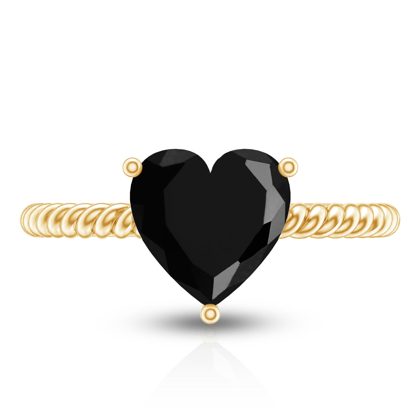 2.4 Carat Lab Grown Black Diamond Heart Engagement Ring for Women