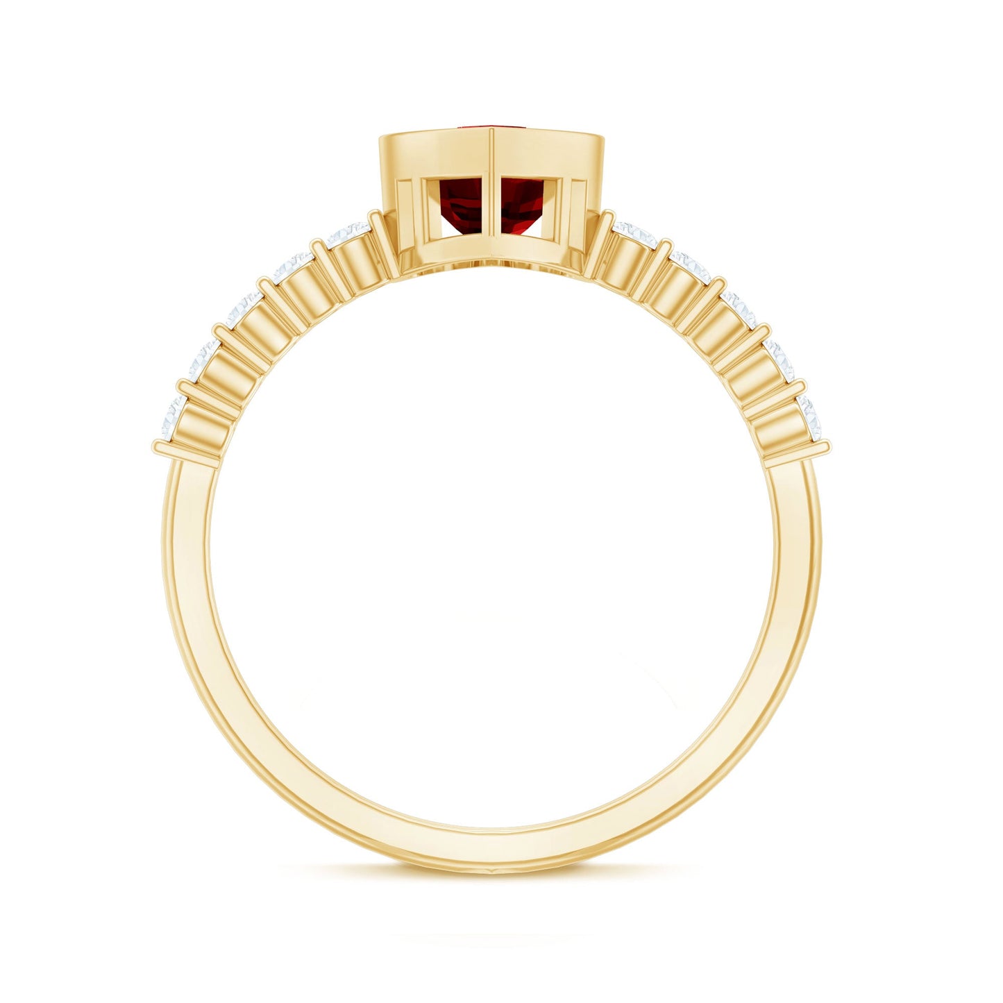 0.9 Carat Heart Shape Created Ruby Engagement Ring with Diamond