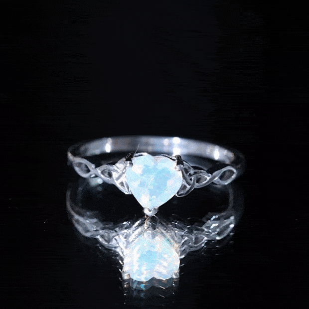 Certified 2 Carat Ethiopian Opal Heart Engagement Ring with Celtic Knot