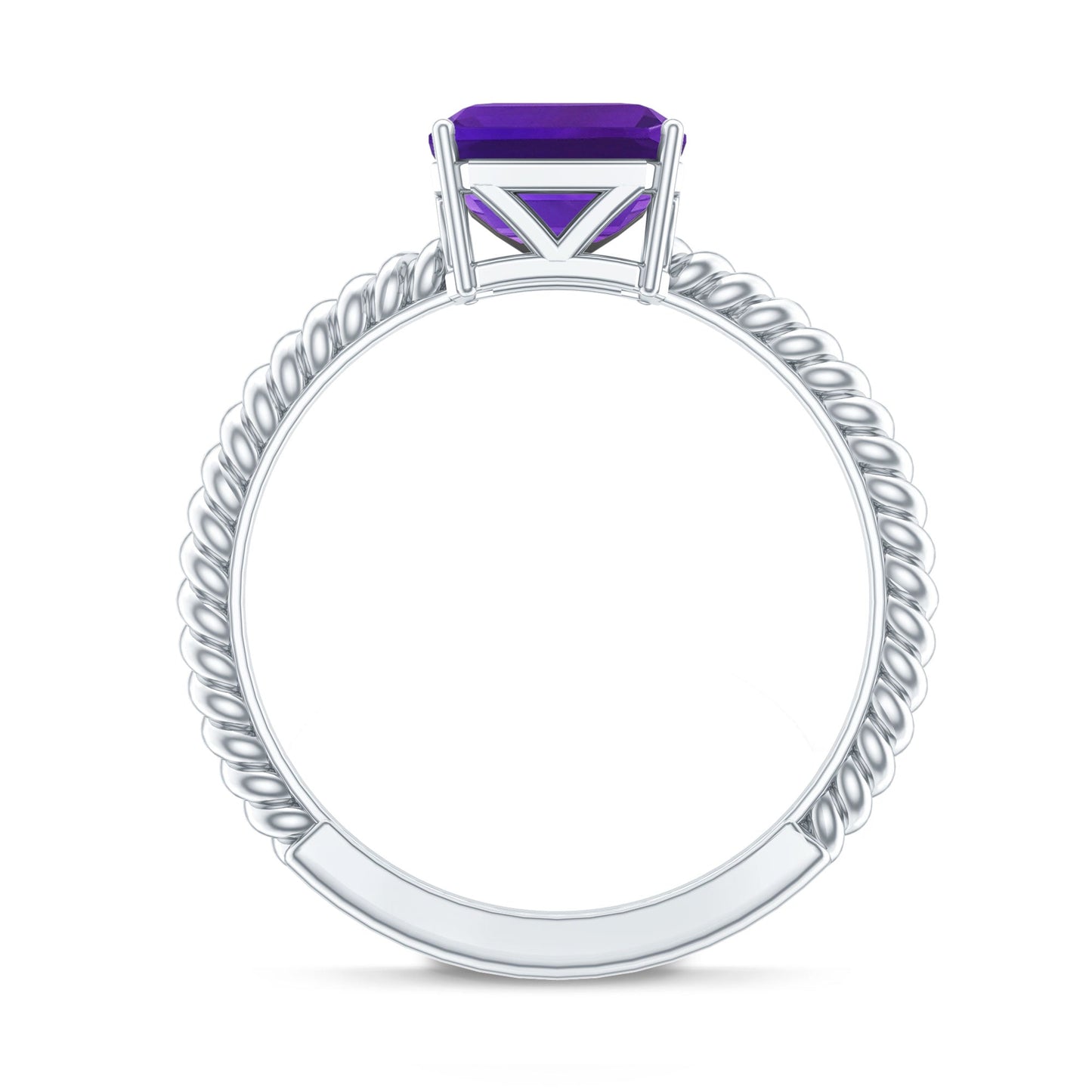 3 Carat Asscher Cut Amethyst Engagement Ring with Twisted Rope