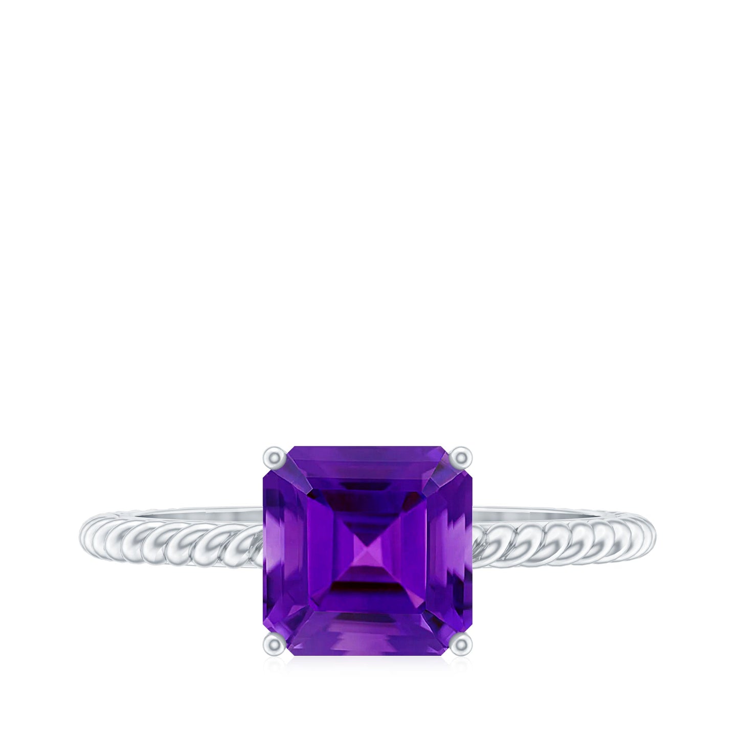 3 Carat Asscher Cut Amethyst Engagement Ring with Twisted Rope