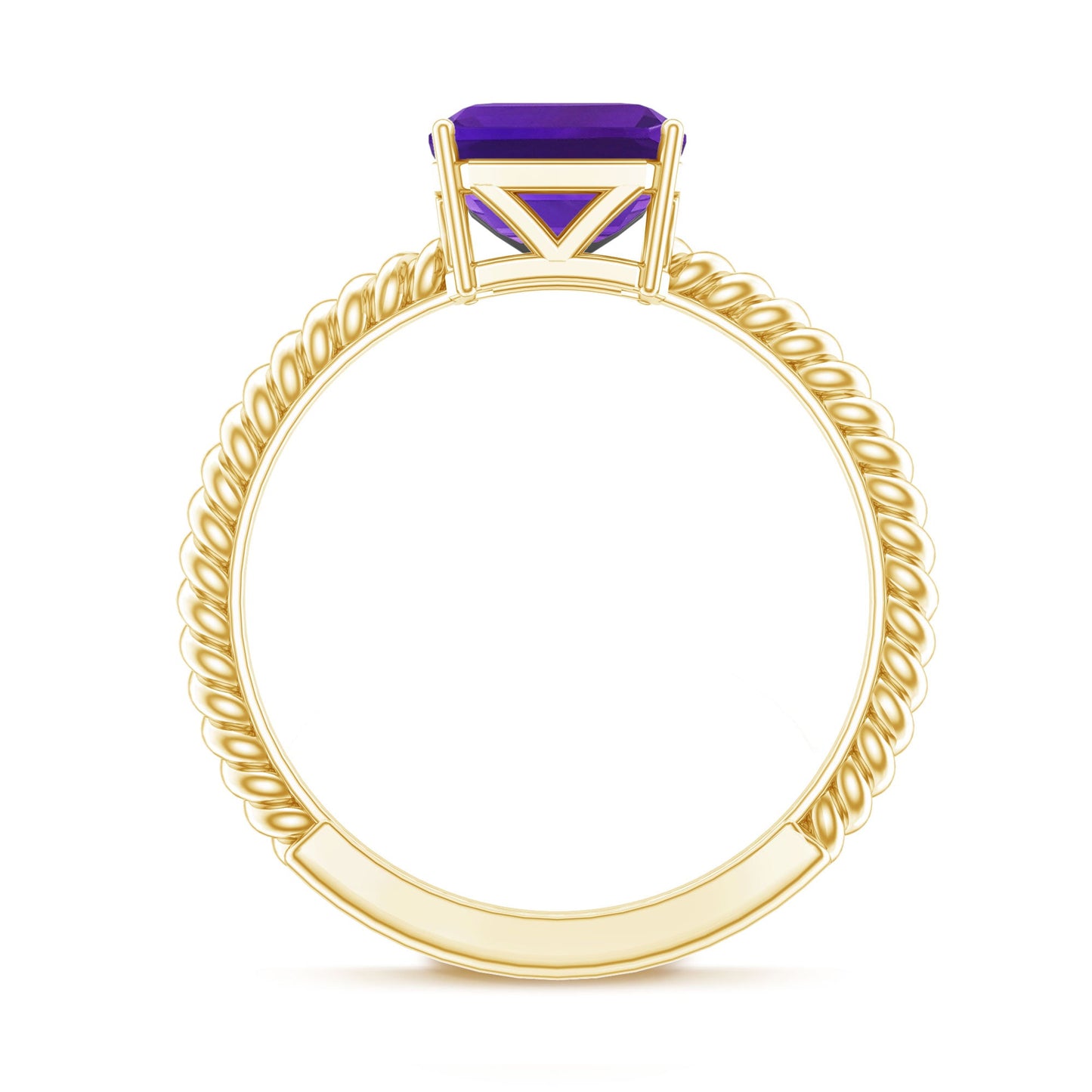 3 Carat Asscher Cut Amethyst Engagement Ring with Twisted Rope