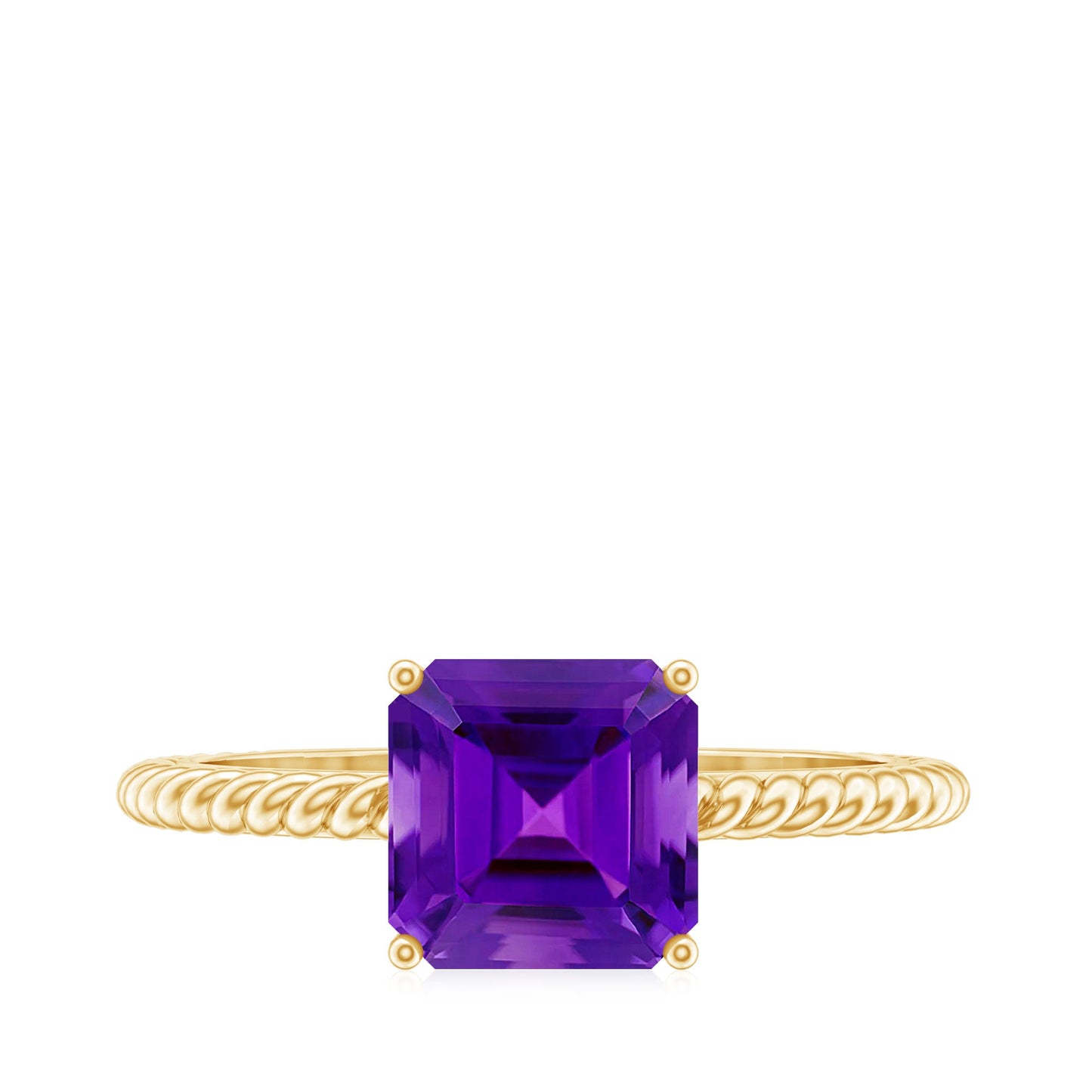 3 Carat Asscher Cut Amethyst Engagement Ring with Twisted Rope