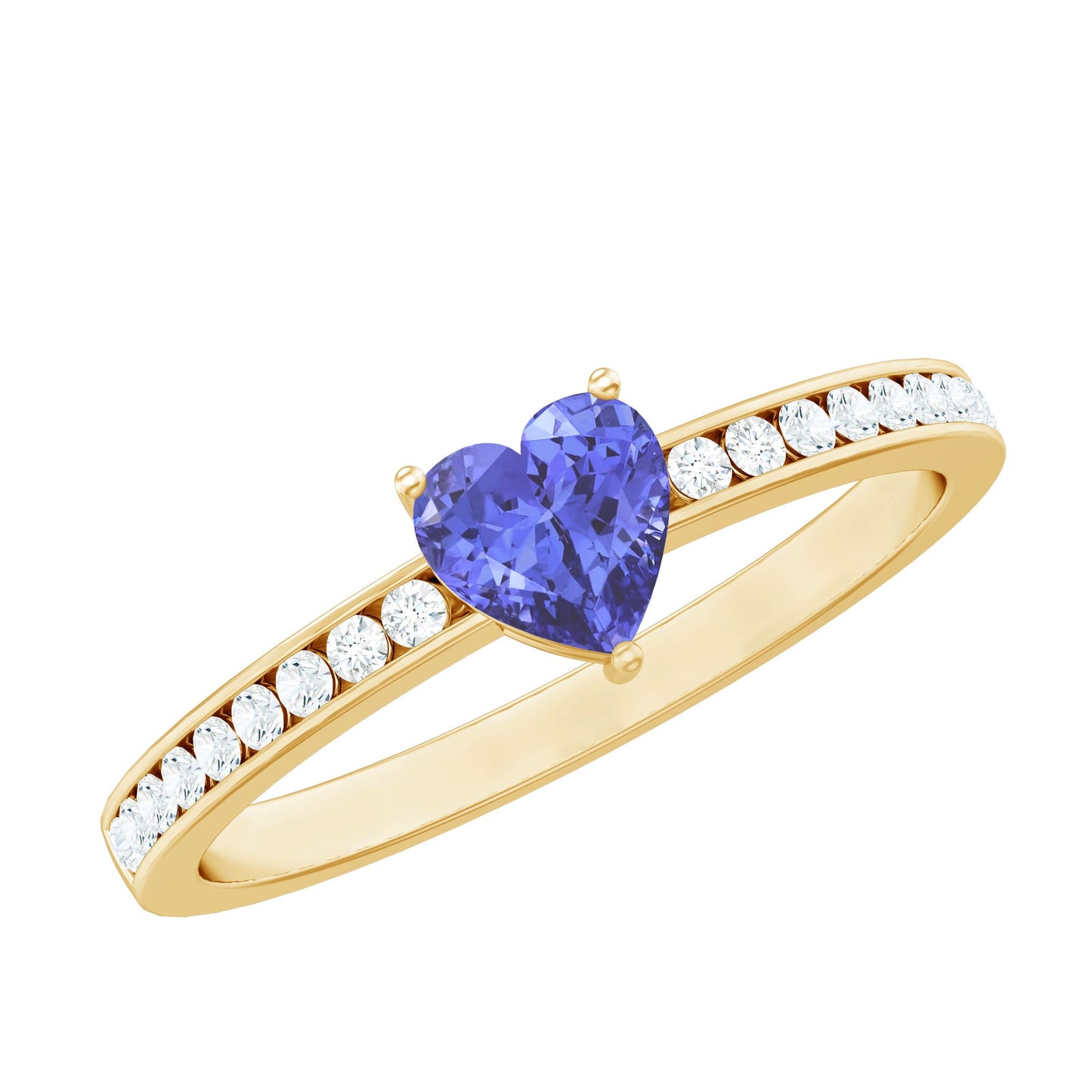 Natural Tanzanite Heart Promise Ring with Diamond