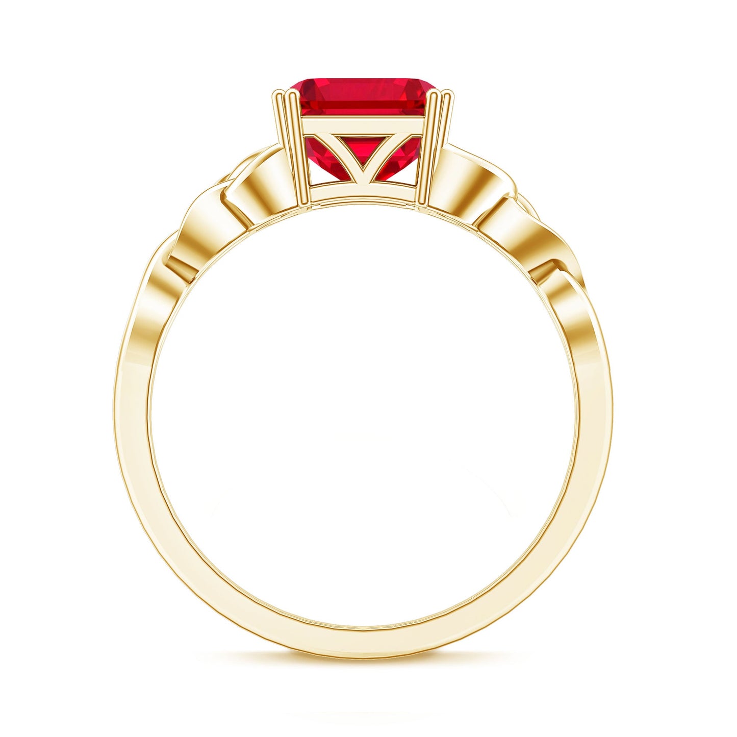 Certified 4.8 Carat Lab Grown Ruby Asscher Cut Engagement Ring with Celtic Knot